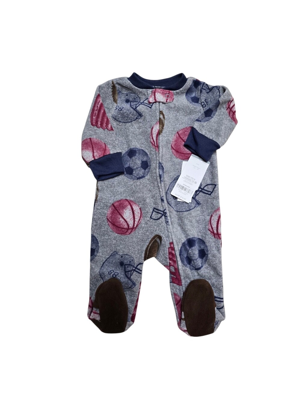 Carter’s Baby Boy 3M Fleece Footed Sleeper Sports Football Soccer NWT